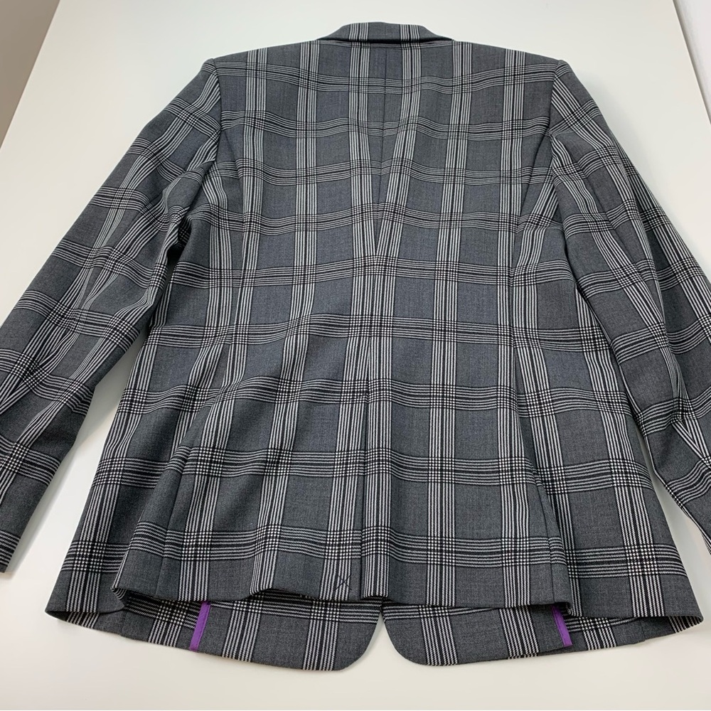 Riani Blazer Sz 8 Wool Blend 2 Buttons Black White Houndstooth Checkered Elegant - Picture 15 of 16